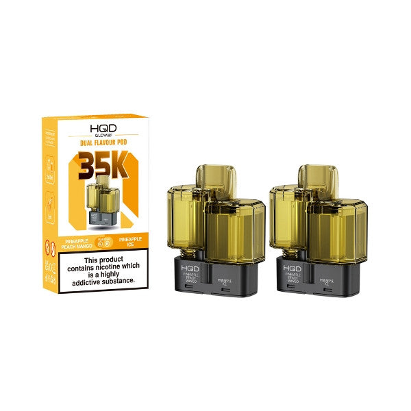 HQD Air Glow Air 35K - Dual Flavour Pod - 2 Pack [Pineapple Peach Mango &amp; Pineapple Ice]